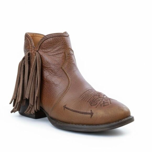 Sterling River Women's Brown Leather Fringe Ankle Cowboy Boots Size 6 - Picture 13 of 13